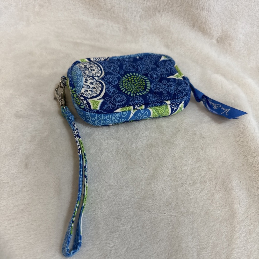 Vera Bradley Wristlet Coin Purse Wallet Zip Pouch Blue‎ Green Floral - Picture 4 of 9